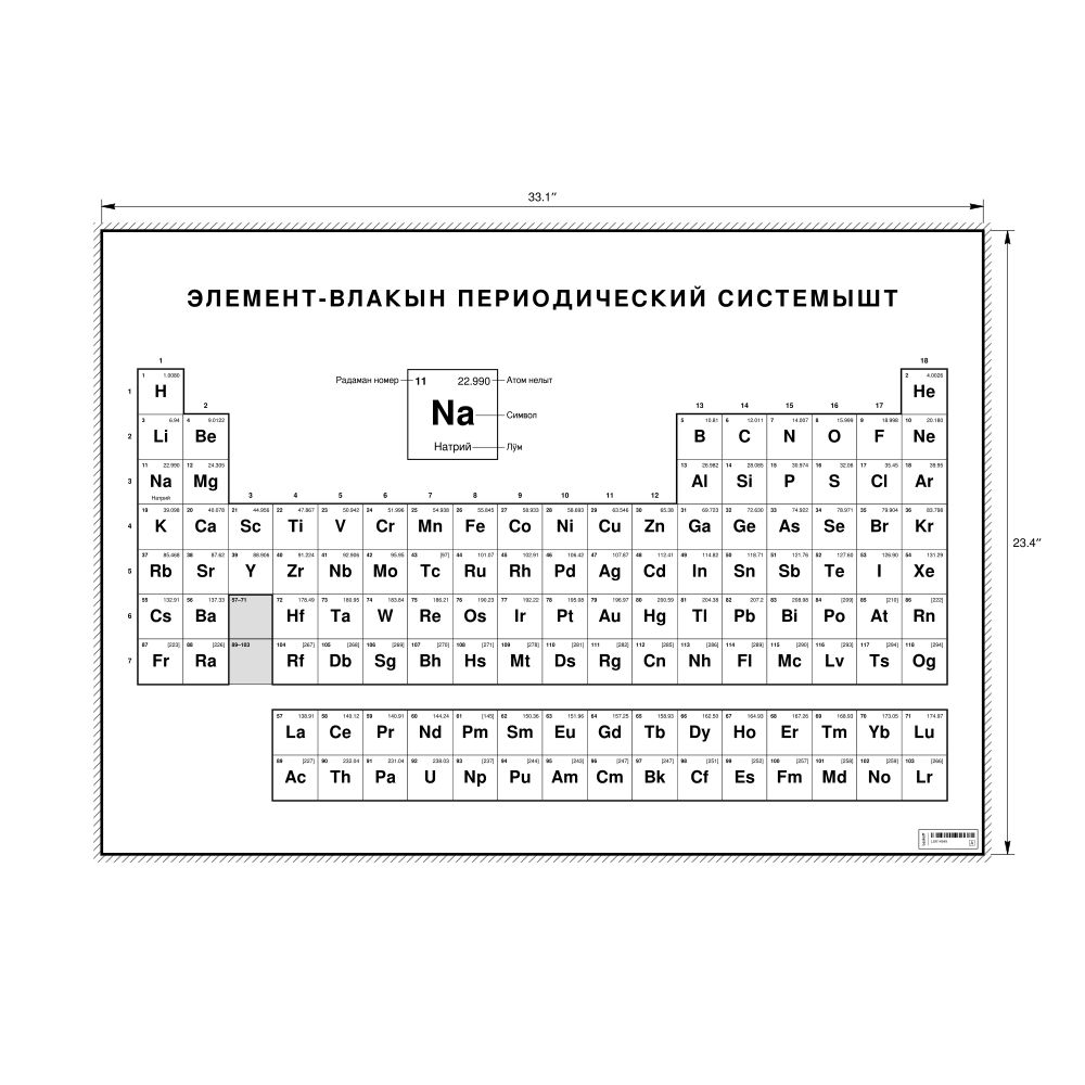 Leskoff Periodic Table Chart, 33.1 x 23.4 in (84.1 x 59.4 cm, Poster / Wall Chart), 18-Column Layout, Mari-Labeled, image 1 of 2