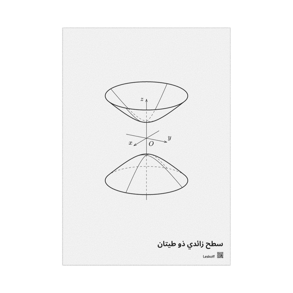 Leskoff Hyperboloid of Two Sheets Poster, Technical Illustration, Arabic-Labeled, image 1 of 1