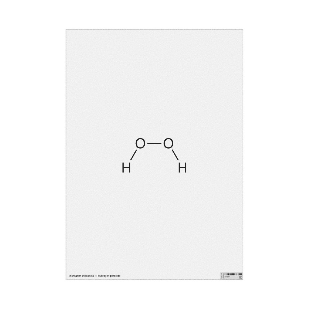 Leskoff Hydrogen Peroxide Molecule Poster, 2D Structure, Esperanto/English-Labeled, image 1 of 1