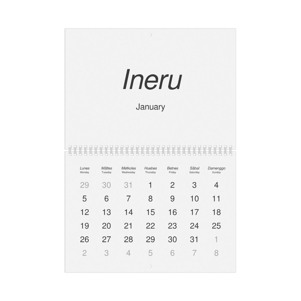 Leskoff 2026 Wall Calendar, Chamorro/English-Labeled, Monday-Start Layout, Wire-Bound, 11.7 x 8.3 in (29.7 x 21.0 cm), image 1 of 1