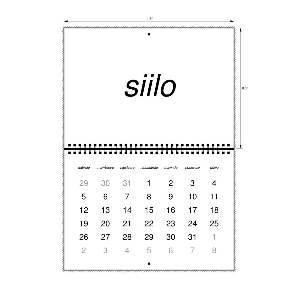 Leskoff 2026 Wall Calendar, Fula-Labeled, Monday-Start Layout, Wire-Bound, 11.7 x 8.3 in (29.7 x 21.0 cm), image 2 of 2