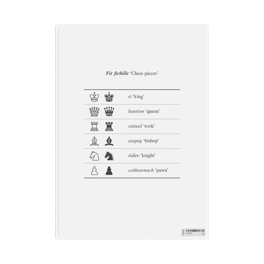 Leskoff Chess Pieces in Irish, Desk Chart, 8.3 x 11.7 in (21.0 x 29.7 cm), image 1 of 1