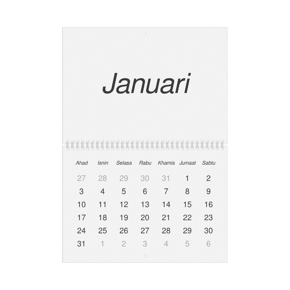 Leskoff 2027 Wall Calendar, Malay-Labeled, Sunday-Start Layout, Wire-Bound, 11.7 x 8.3 in (29.7 x 21.0 cm), image 1 of 1