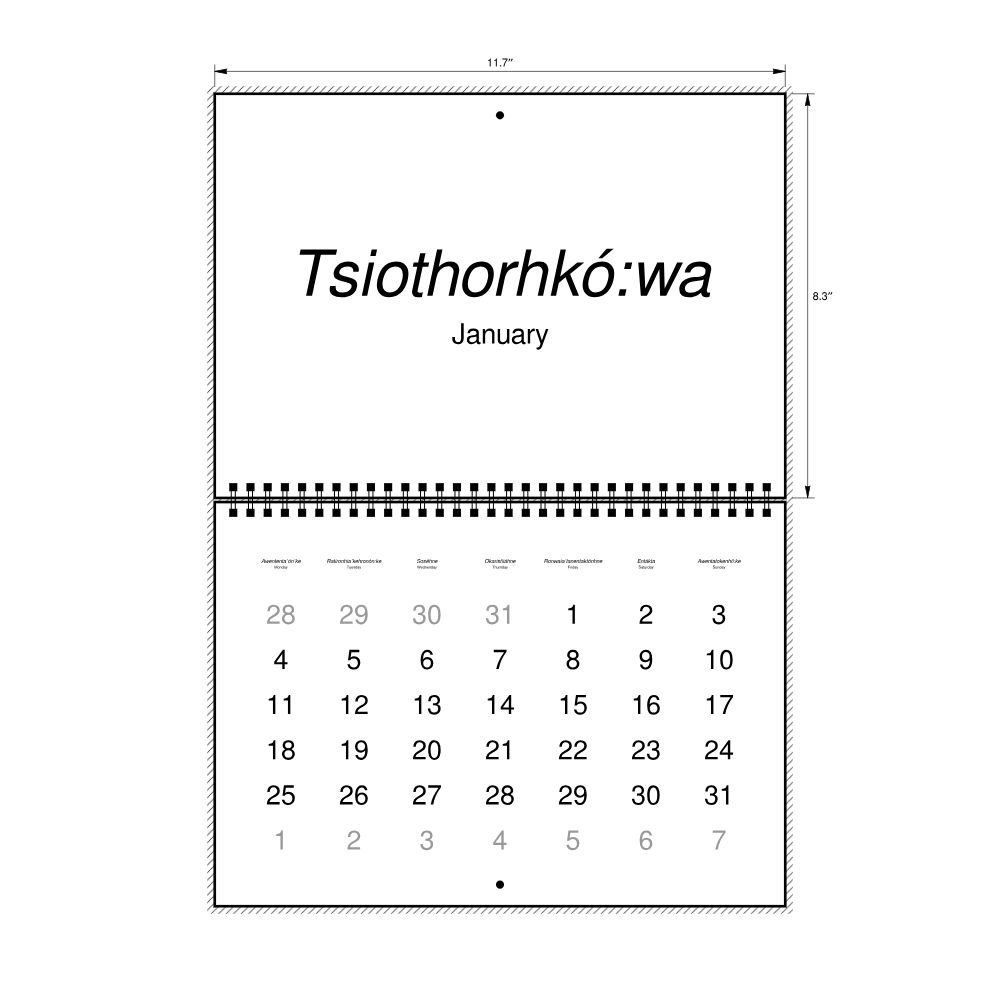 Leskoff 2027 Wall Calendar, Mohawk/English-Labeled, Monday-Start Layout, Wire-Bound, 11.7 x 8.3 in (29.7 x 21.0 cm), image 2 of 2