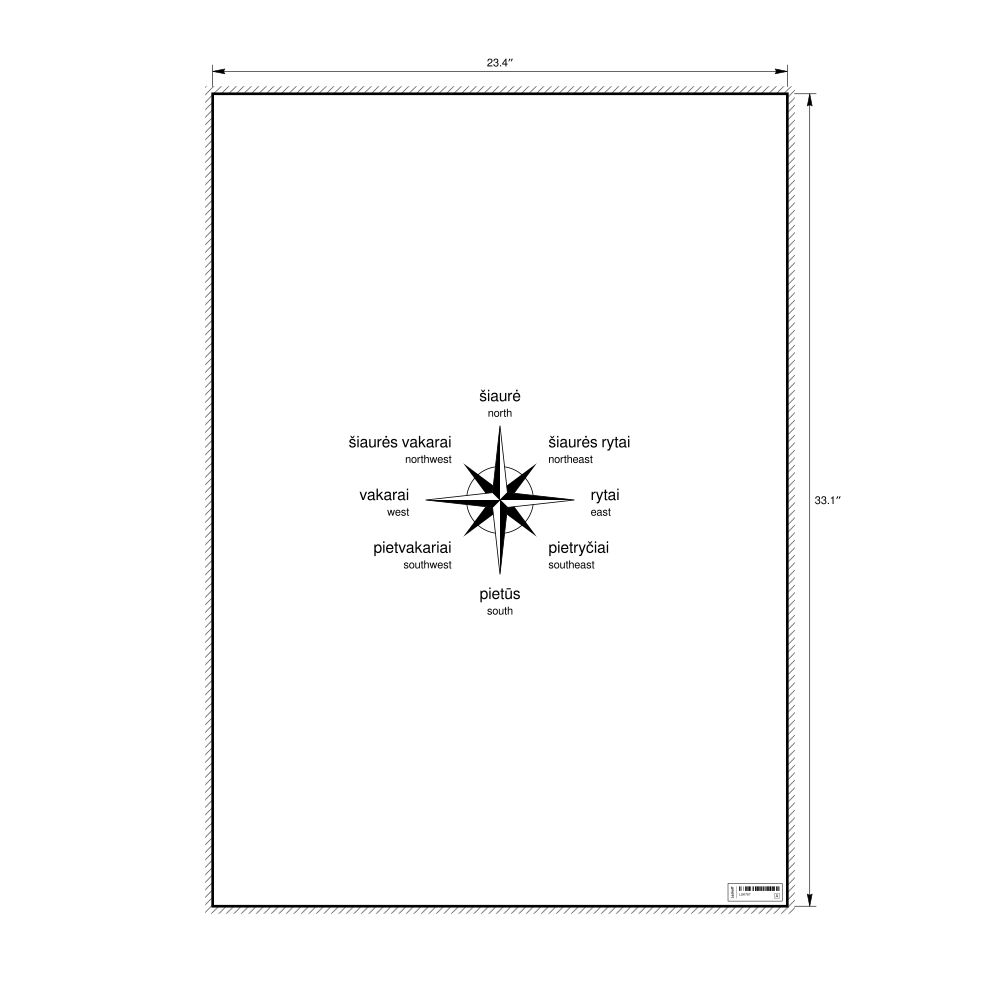 Leskoff Cardinal Directions Poster, Lithuanian/English-Labeled, image 1 of 2