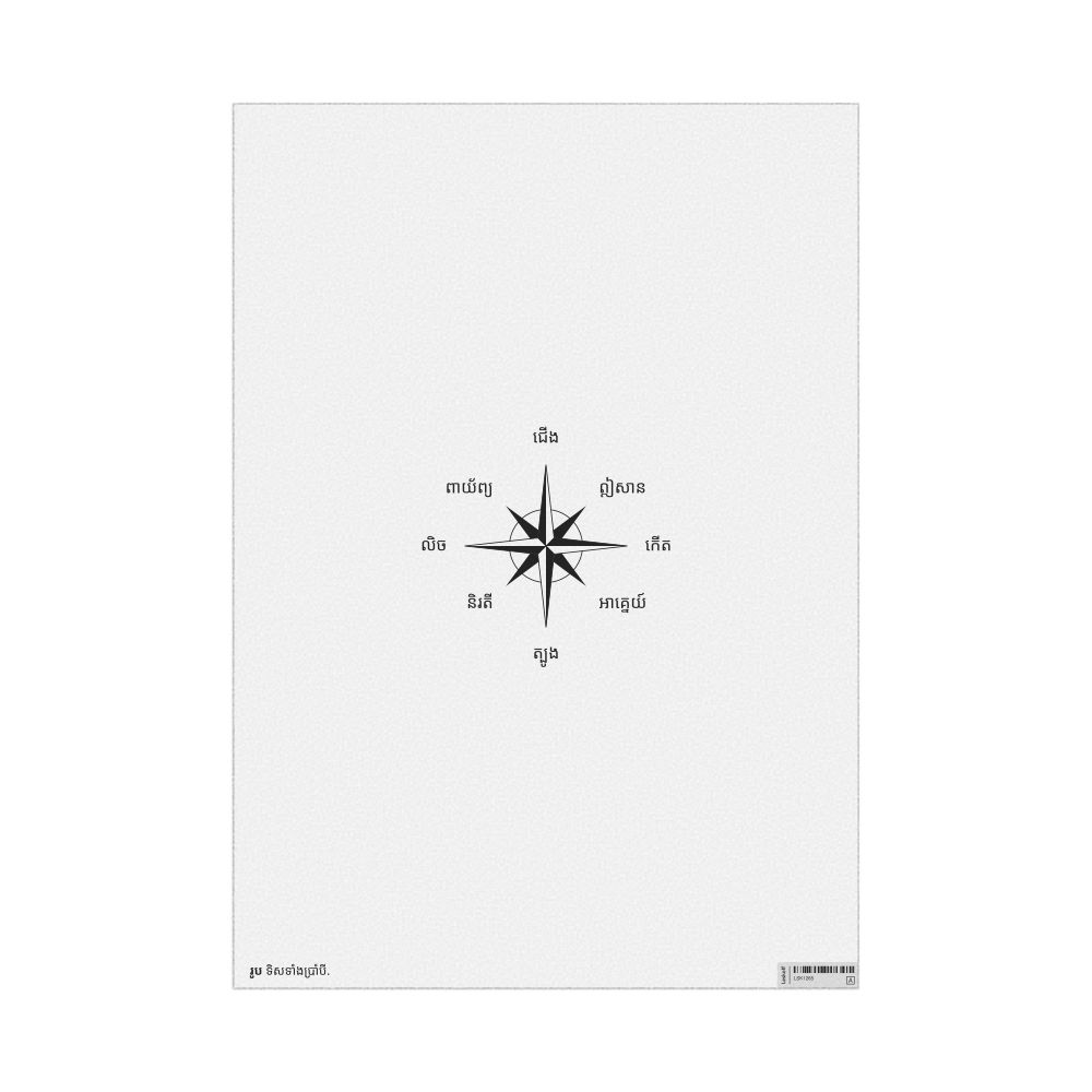 Leskoff Cardinal Directions Poster, Khmer-Labeled, image 1 of 2