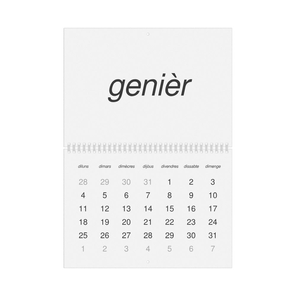 Leskoff 2027 Wall Calendar, Occitan-Labeled, Monday-Start Layout, Wire-Bound, 11.7 x 8.3 in (29.7 x 21.0 cm), image 1 of 1