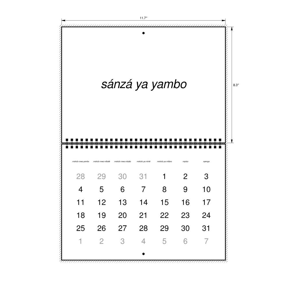 Leskoff 2027 Wall Calendar, Lingala-Labeled, Monday-Start Layout, Wire-Bound, 11.7 x 8.3 in (29.7 x 21.0 cm), image 2 of 2