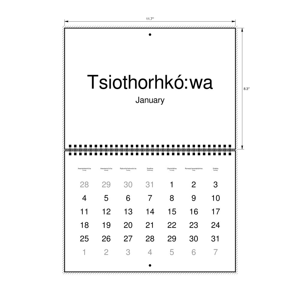 Leskoff 2026 Wall Calendar, Mohawk/English-Labeled, Sunday-Start Layout, Wire-Bound, 11.7 x 8.3 in (29.7 x 21.0 cm), image 1 of 1