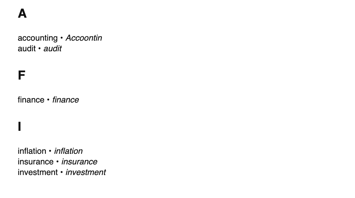 Finance terms in Scots