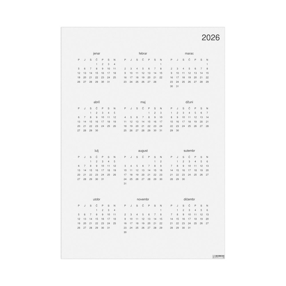 Leskoff 2026 Wall Calendar, Slavomolisano-Labeled, Monday-Start Layout, Poster / Wall Print, 23.4 x 33.1 in (59.4 x 84.1 cm), image 1 of 1