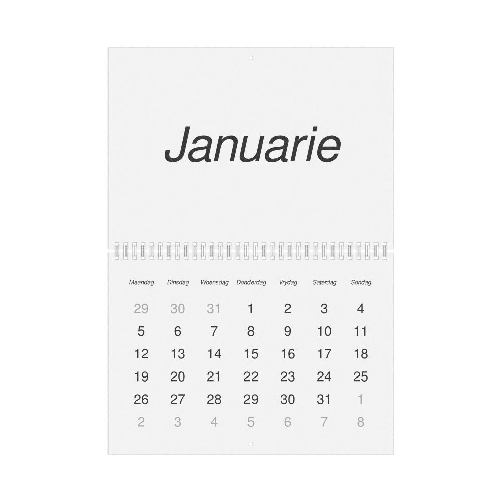 Leskoff 2026 Wall Calendar, Afrikaans-Labeled, Monday-Start Layout, Wire-Bound, 11.7 x 8.3 in (29.7 x 21.0 cm), image 1 of 1