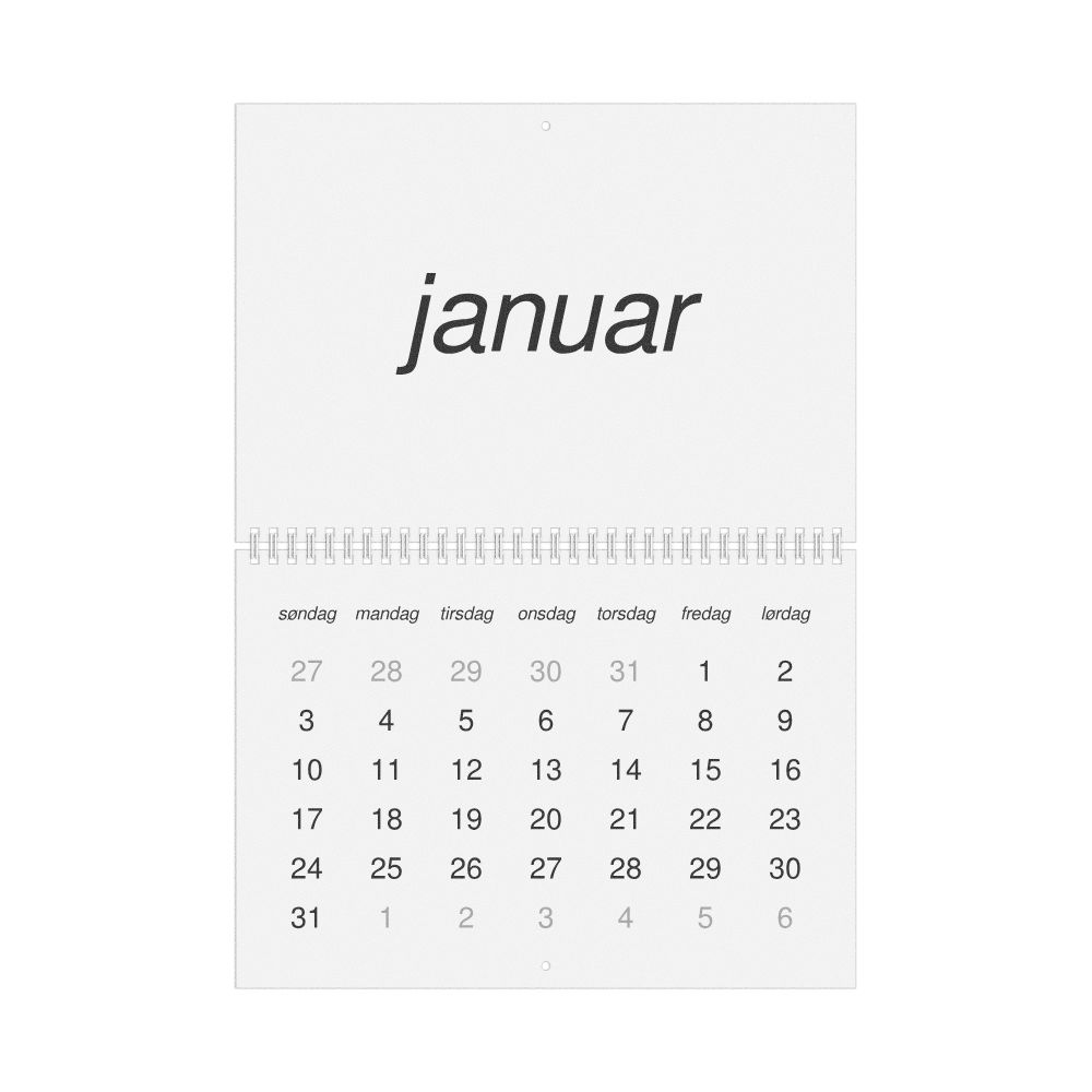 Leskoff 2027 Wall Calendar, Norwegian-Labeled, Sunday-Start Layout, Wire-Bound, 11.7 x 8.3 in (29.7 x 21.0 cm), image 1 of 1