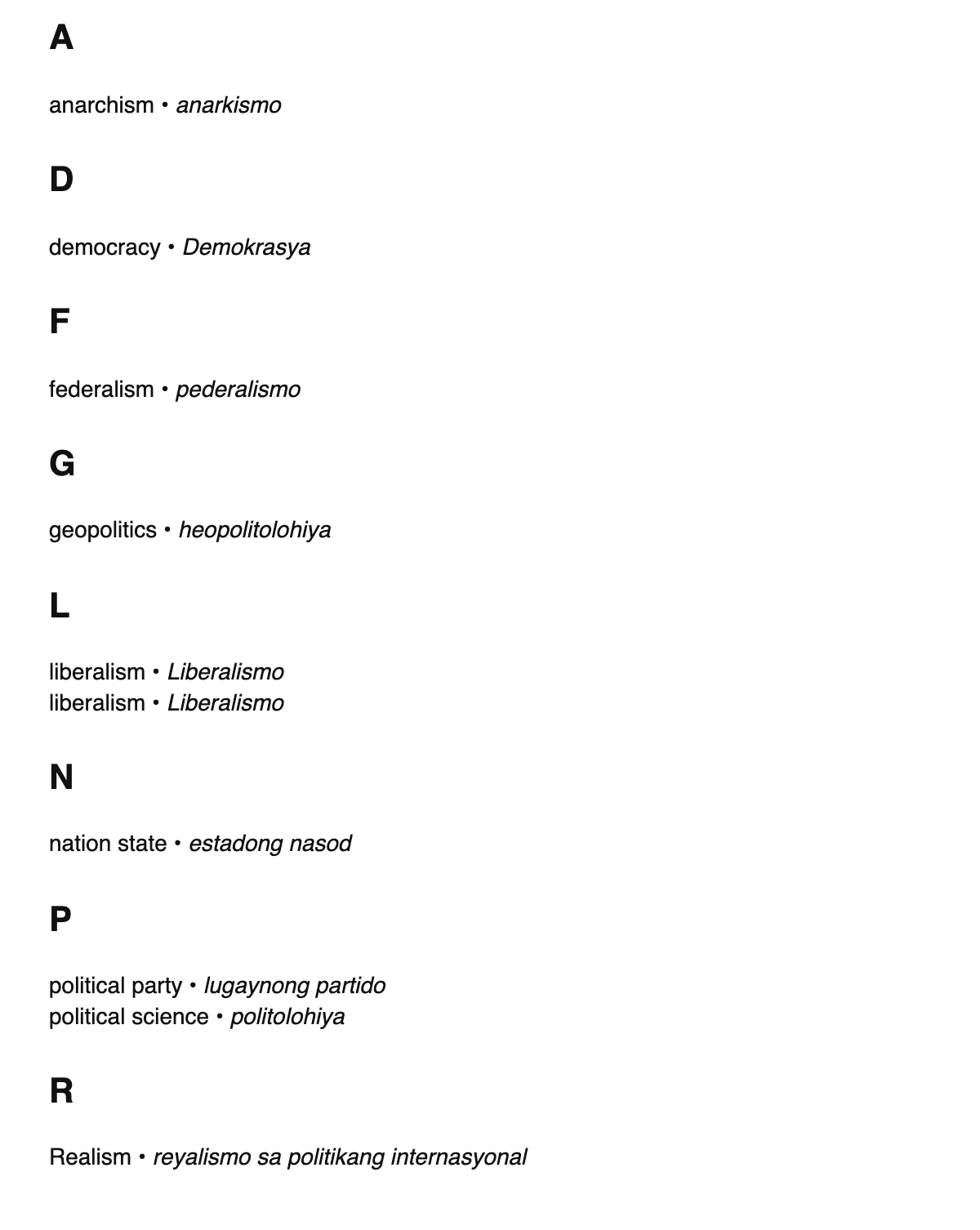 Political science terms in Cebuano