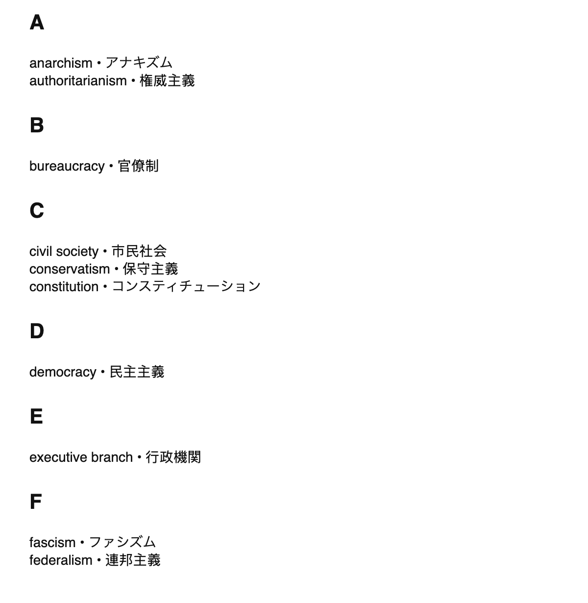 Political science terms in Japanese