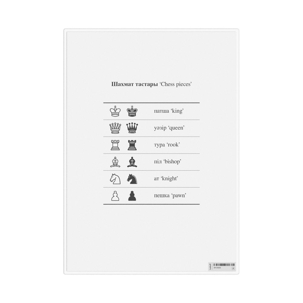 Leskoff Chess Pieces in Kazakh, Desk Chart, 8.3 x 11.7 in (21.0 x 29.7 cm), image 1 of 1