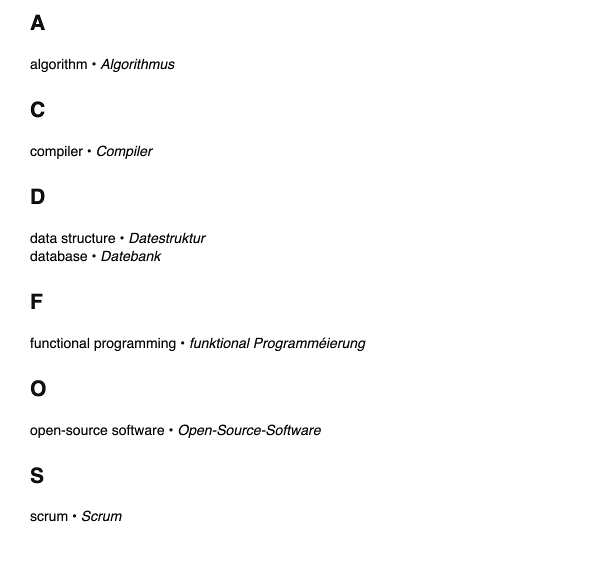 Software engineering terms in Luxembourgish