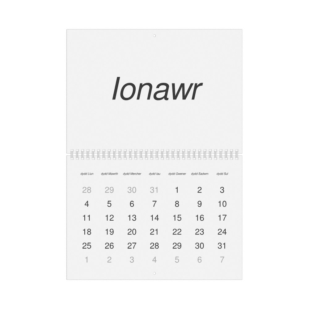 Leskoff 2027 Wall Calendar, Welsh-Labeled, Monday-Start Layout, Wire-Bound, 11.7 x 8.3 in (29.7 x 21.0 cm), image 1 of 1