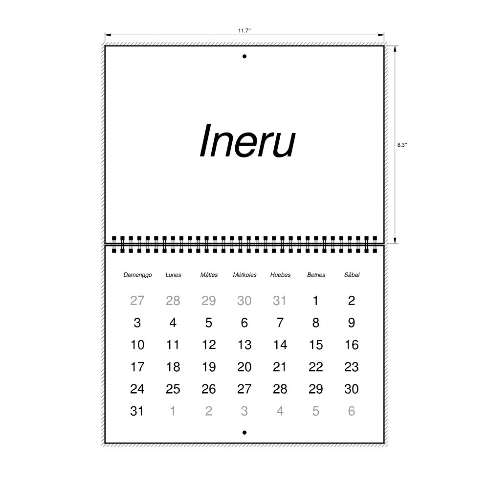 Leskoff 2027 Wall Calendar, Chamorro-Labeled, Sunday-Start Layout, Wire-Bound, 11.7 x 8.3 in (29.7 x 21.0 cm), image 2 of 2