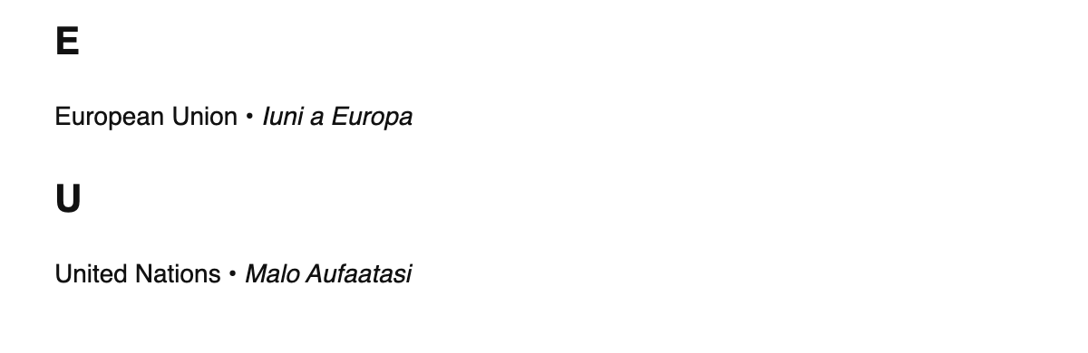 International organizations in Samoan