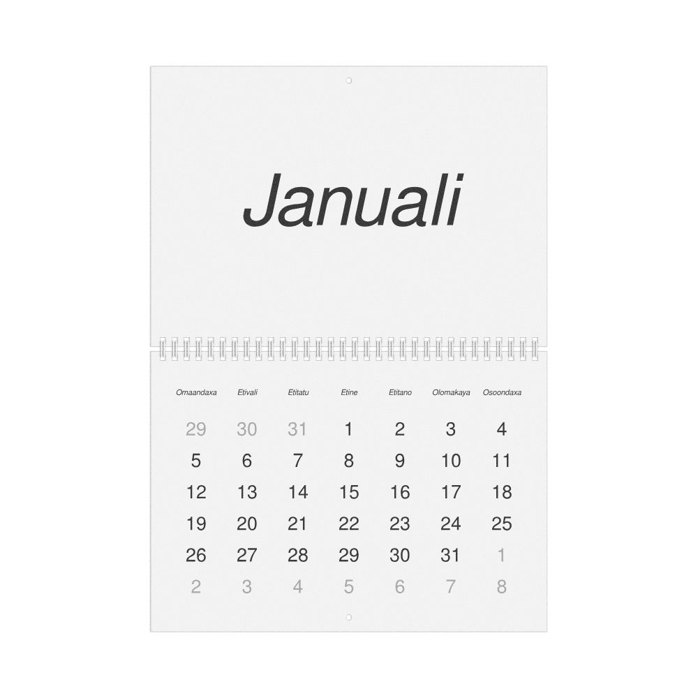Leskoff 2026 Wall Calendar, Kwanyama-Labeled, Monday-Start Layout, Wire-Bound, 11.7 x 8.3 in (29.7 x 21.0 cm), image 1 of 1