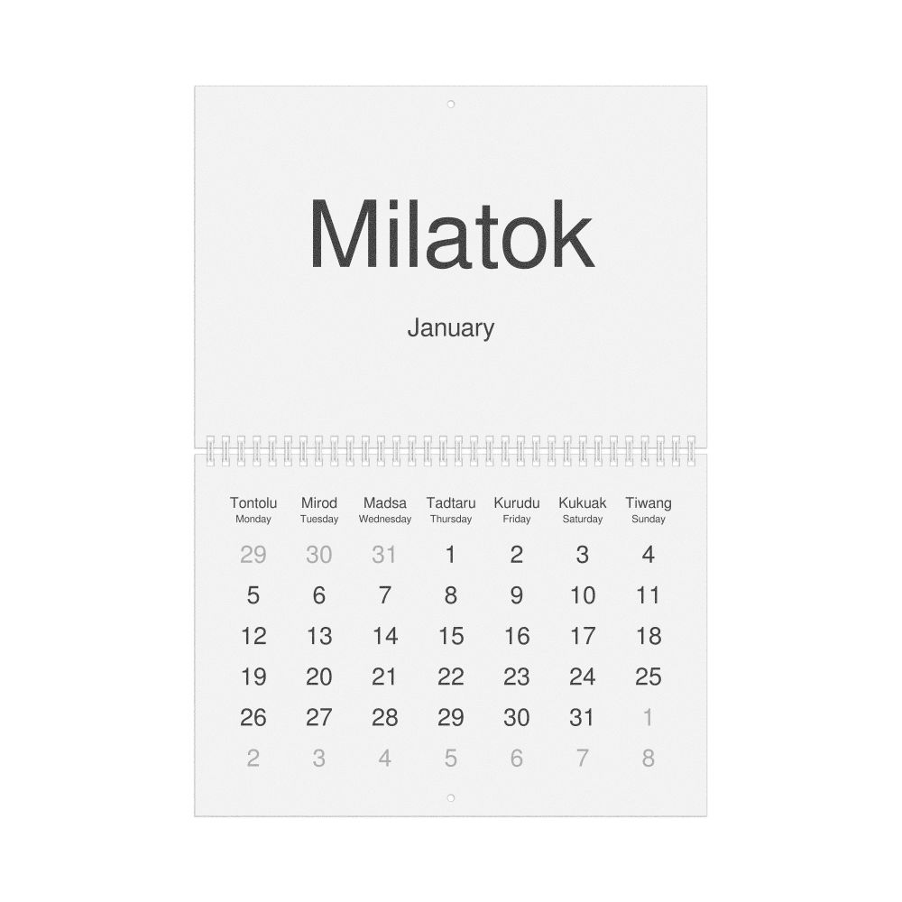 Leskoff 2026 Wall Calendar, Dusun/English-Labeled, Monday-Start Layout, Wire-Bound, 11.7 x 8.3 in (29.7 x 21.0 cm), image 1 of 1