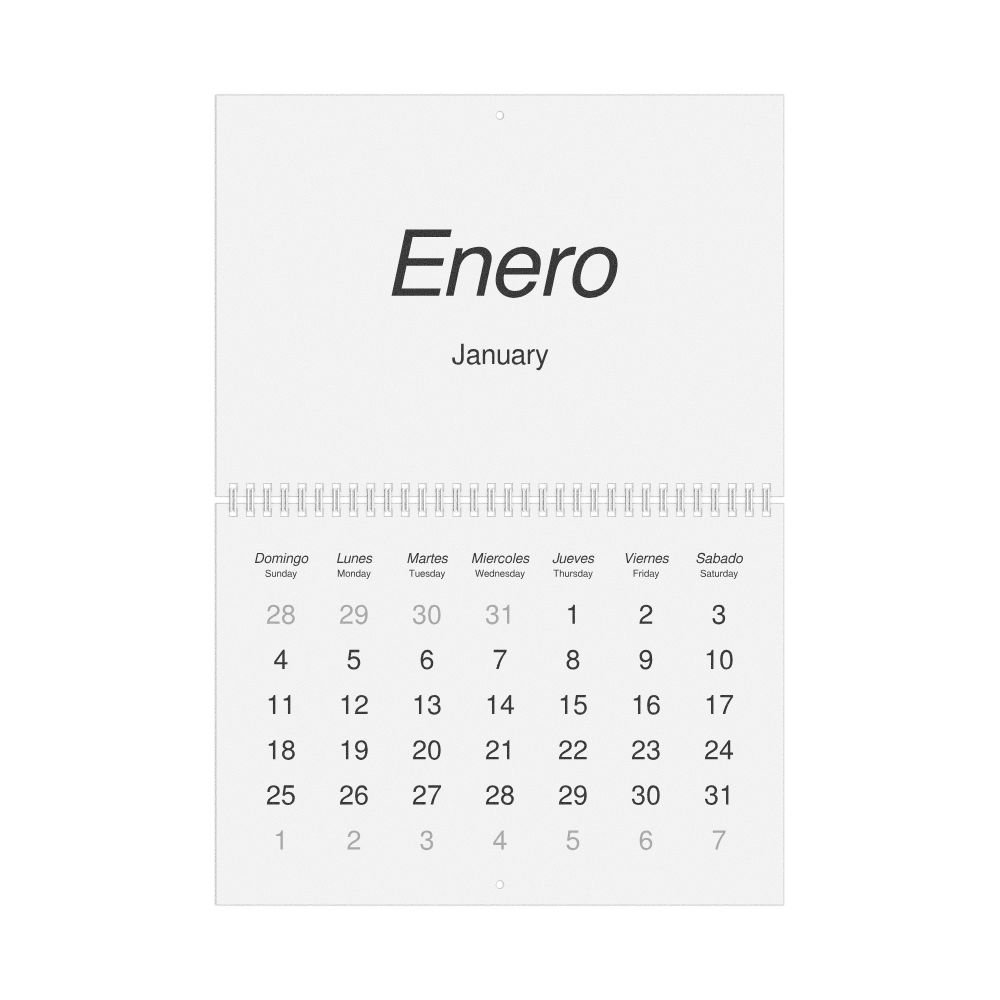 Leskoff 2026 Wall Calendar, Chavacano/English-Labeled, Sunday-Start Layout, Wire-Bound, 11.7 x 8.3 in (29.7 x 21.0 cm), image 1 of 1