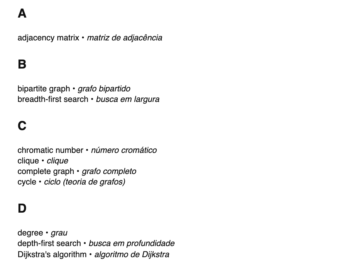 Graph theory terms in Portuguese