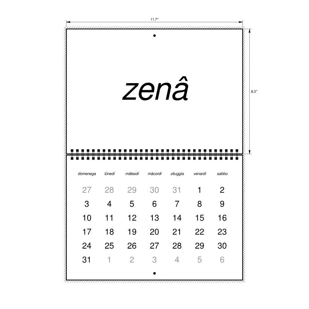 Leskoff 2027 Wall Calendar, Ligurian-Labeled, Sunday-Start Layout, Wire-Bound, 11.7 x 8.3 in (29.7 x 21.0 cm), image 2 of 2