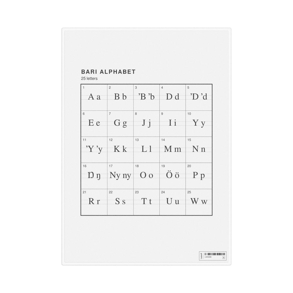 Leskoff Bari Alphabet Chart, 8.3 x 11.7 in (21.0 x 29.7 cm, Desk Chart, Laminated), image 1 of 2
