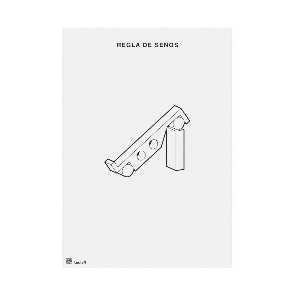 Leskoff Sine Bar Poster, Technical Illustration Style, Spanish-Labeled, image 1 of 1