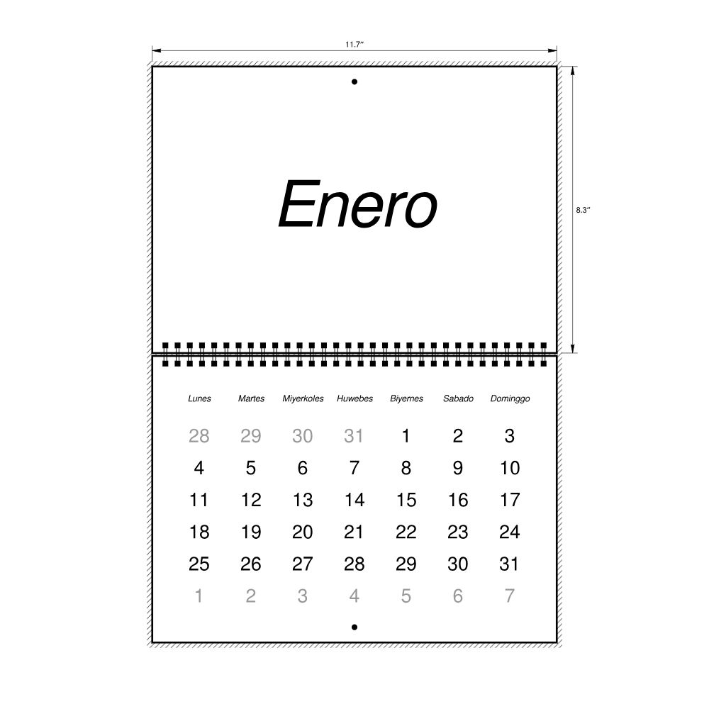 Leskoff 2027 Wall Calendar, Hiligaynon-Labeled, Monday-Start Layout, Wire-Bound, 11.7 x 8.3 in (29.7 x 21.0 cm), image 2 of 2