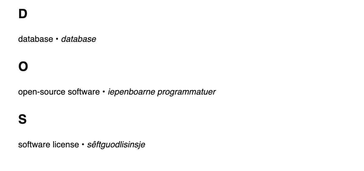 Software engineering terms in West Frisian
