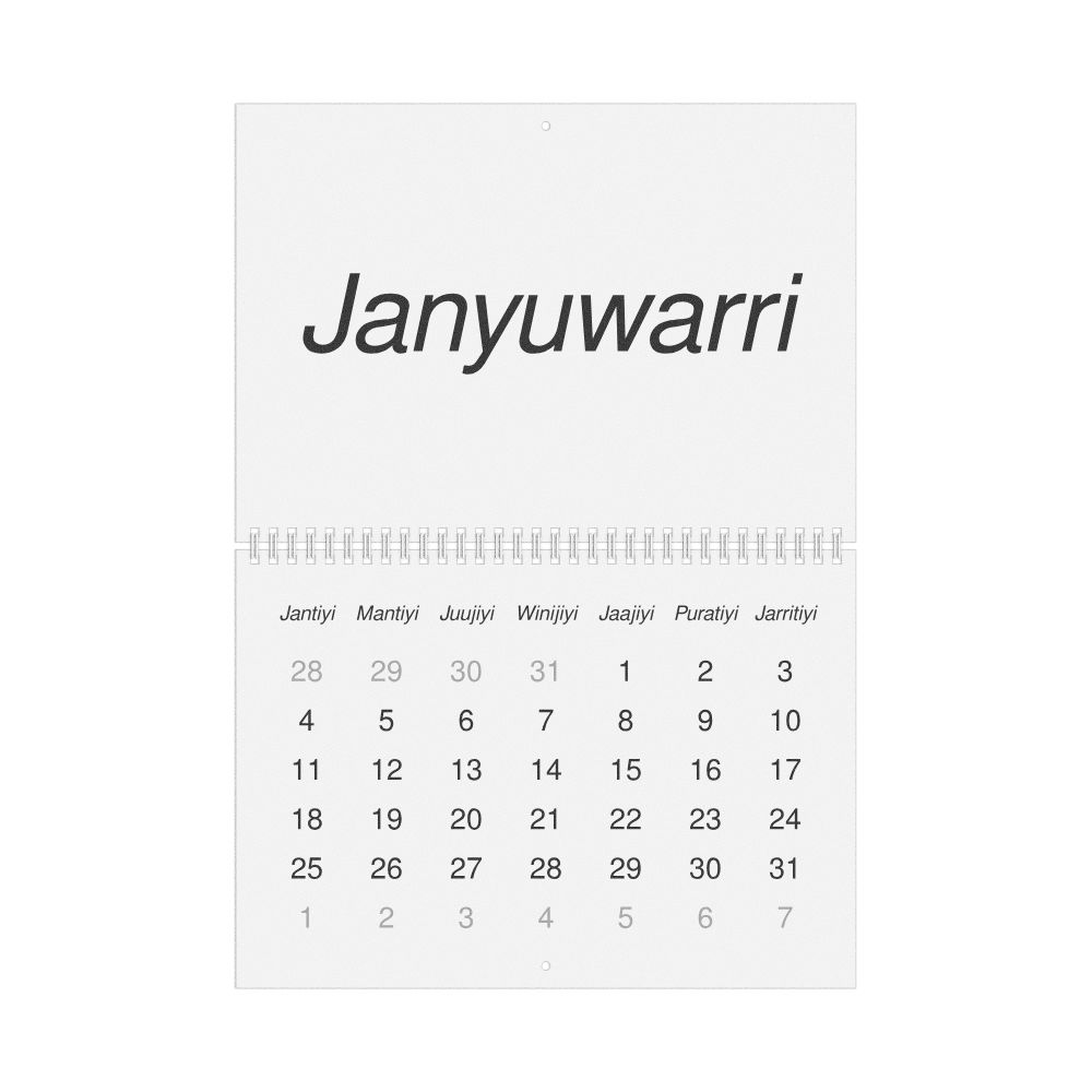Leskoff 2026 Wall Calendar, Warlpiri-Labeled, Sunday-Start Layout, Wire-Bound, 11.7 x 8.3 in (29.7 x 21.0 cm), image 1 of 1
