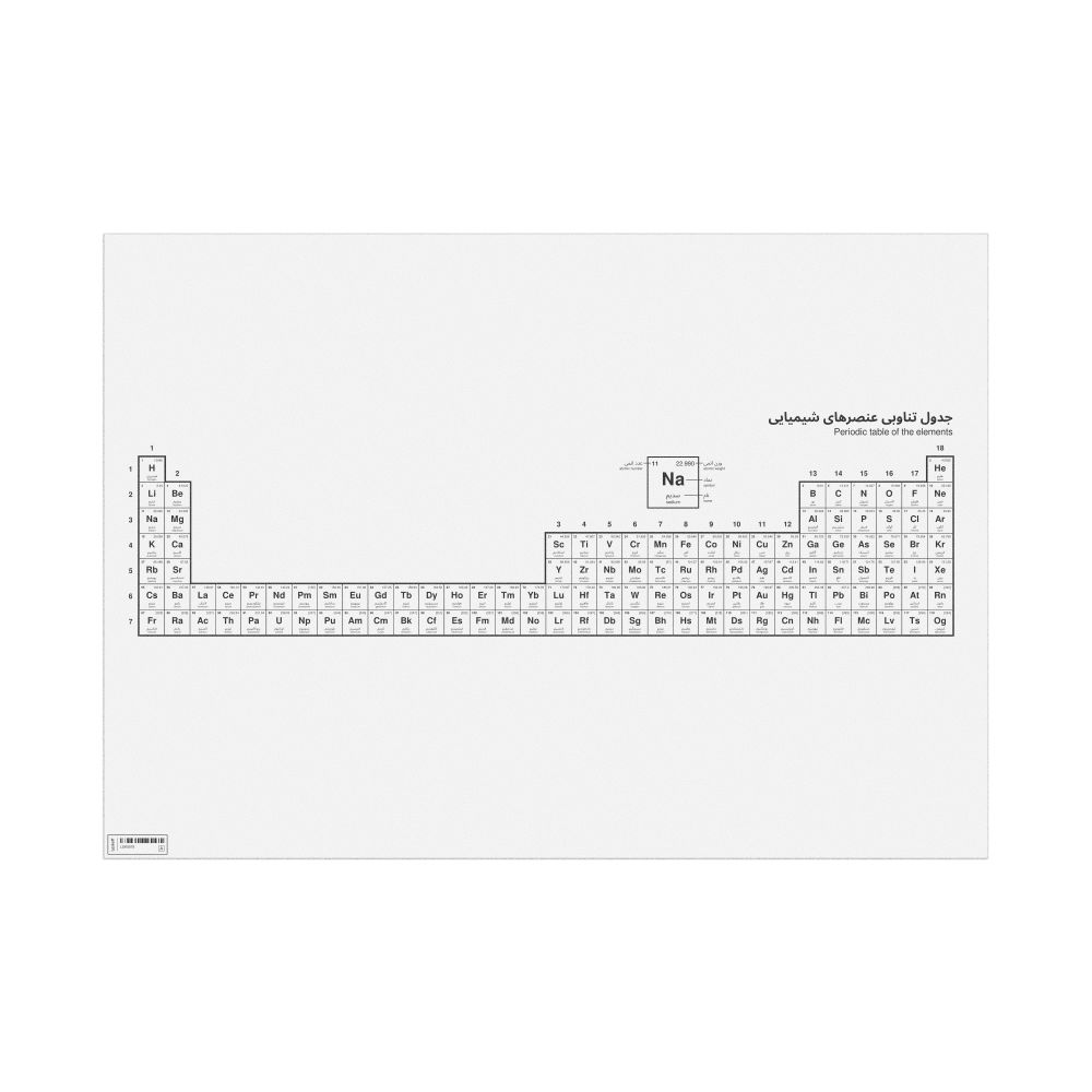 Leskoff Periodic Table Chart, 33.1 x 23.4 in (84.1 x 59.4 cm, Poster / Wall Chart), 32-Column Layout, Persian/English-Labeled, image 1 of 2