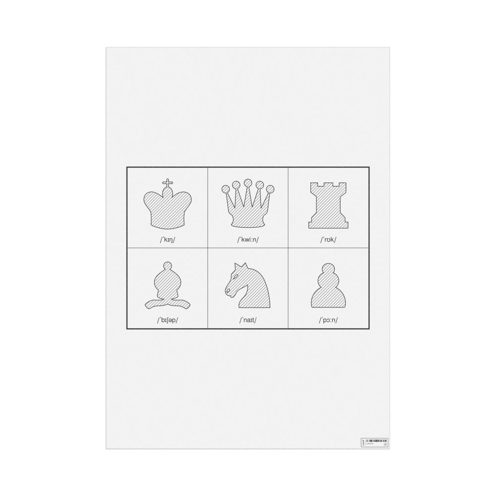 Leskoff Chess Pieces Poster, IPA-Labeled (English), image 1 of 2