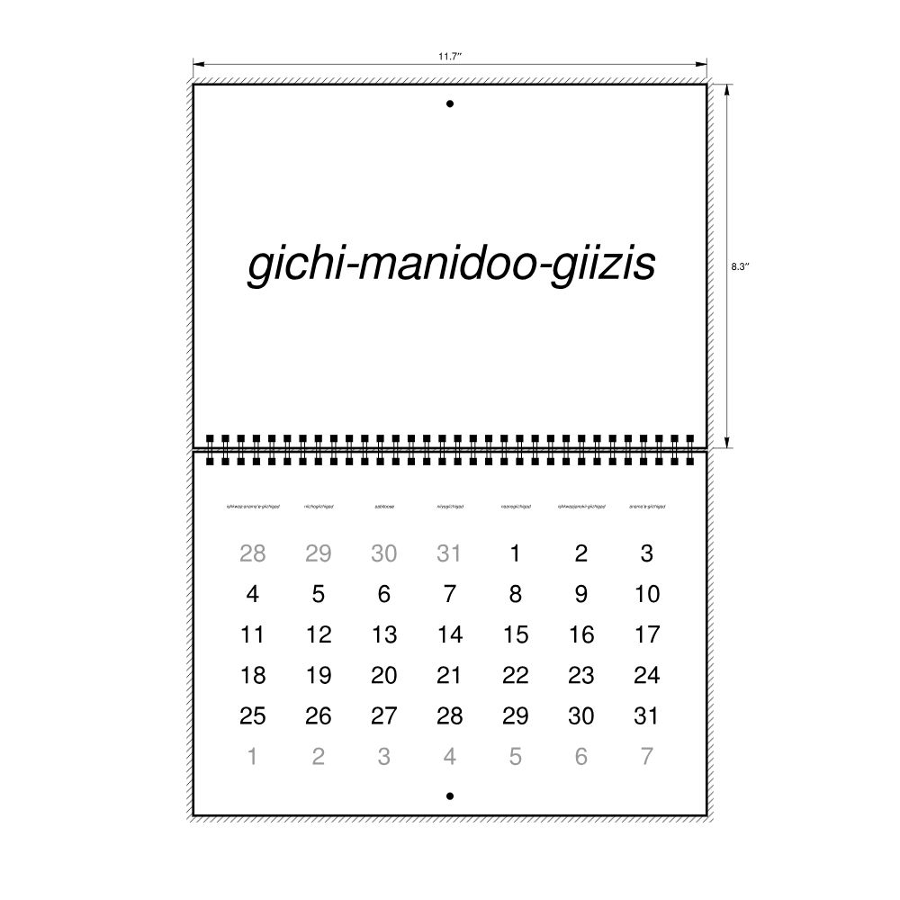 Leskoff 2027 Wall Calendar, Ojibwe-Labeled, Monday-Start Layout, Wire-Bound, 11.7 x 8.3 in (29.7 x 21.0 cm), image 2 of 2