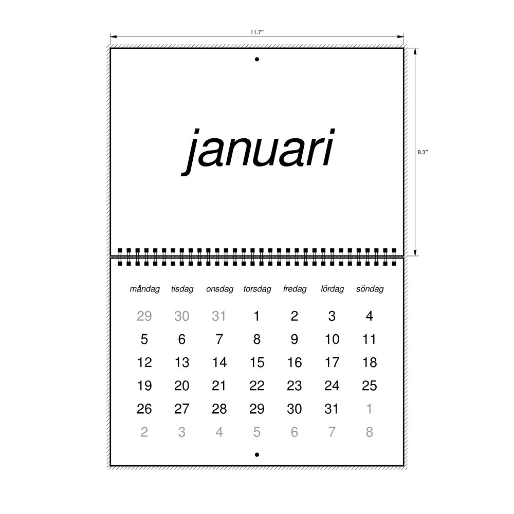 Leskoff 2026 Wall Calendar, Swedish-Labeled, Monday-Start Layout, Wire-Bound, 11.7 x 8.3 in (29.7 x 21.0 cm), image 2 of 2