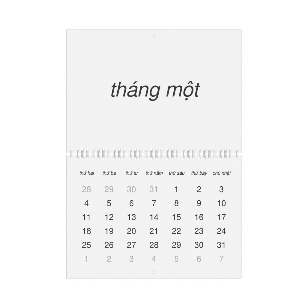 Leskoff 2027 Wall Calendar, Vietnamese-Labeled, Monday-Start Layout, Wire-Bound, 11.7 x 8.3 in (29.7 x 21.0 cm), image 1 of 1