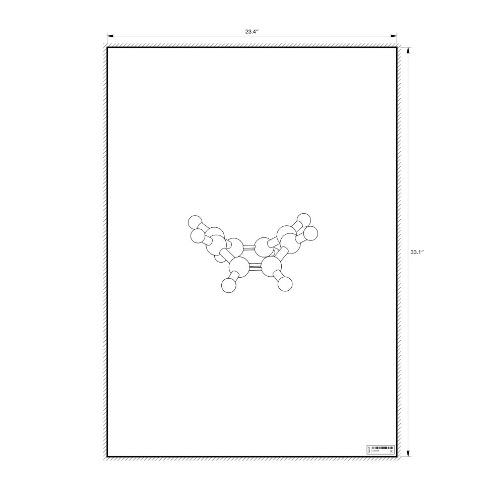 Leskoff Cyclooctatetraene Molecule Poster, Ball-and-Stick Model, Stylized, image 1 of 1