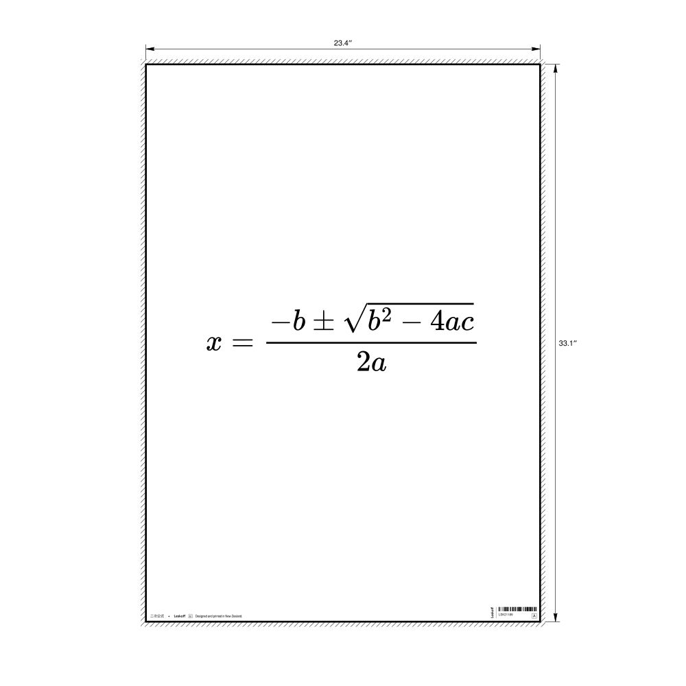 Leskoff Quadratic Formula Poster, Chinese (Traditional)-Labeled, image 1 of 1
