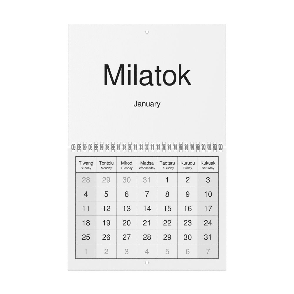 Leskoff 2026 Wall Calendar, Dusun/English-Labeled, Sunday-Start Layout, Wire-Bound, 11 x 8.5 in (27.9 x 21.6 cm), image 1 of 1