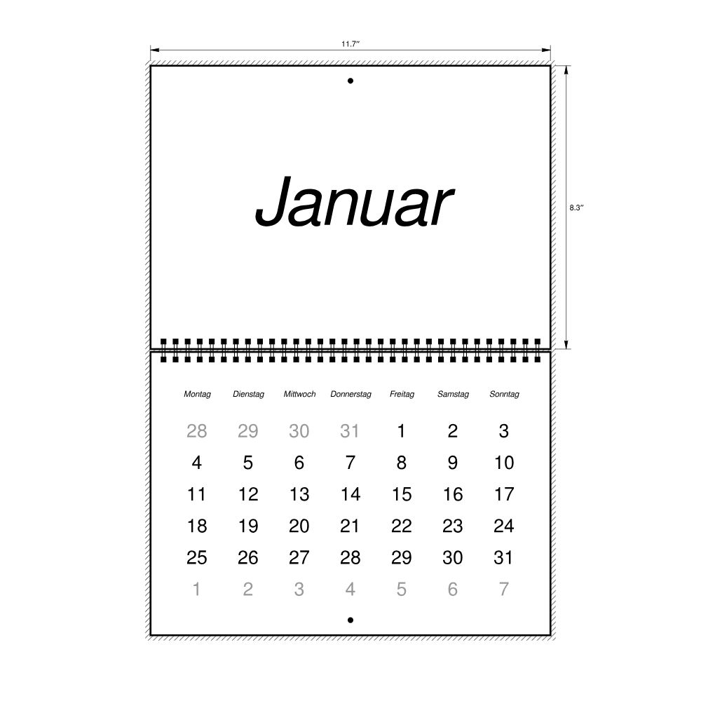 Leskoff 2027 Wall Calendar, German-Labeled, Monday-Start Layout, Wire-Bound, 11.7 x 8.3 in (29.7 x 21.0 cm), image 2 of 2