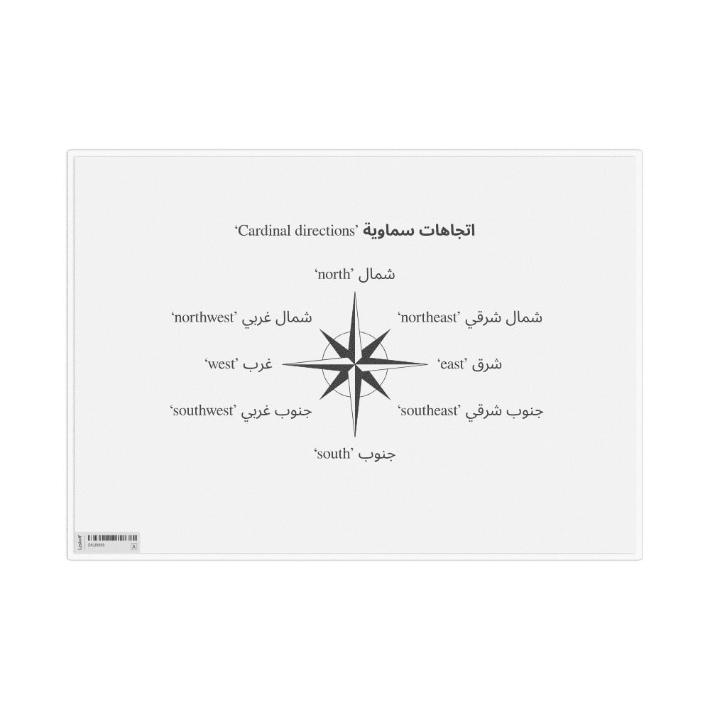 Leskoff Cardinal Directions in Arabic, Desk Chart, 11.7 x 8.3 in (29.7 x 21.0 cm), image 1 of 1