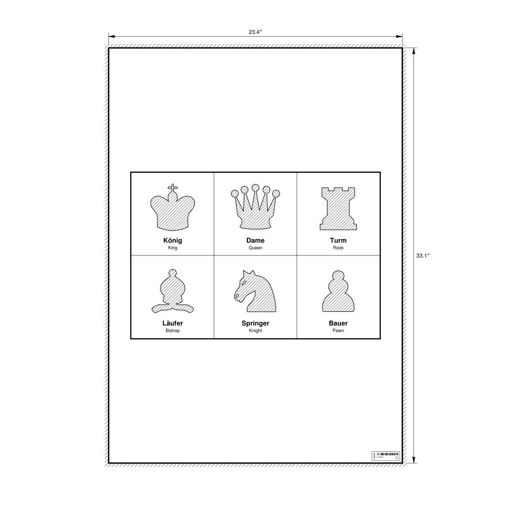 Leskoff Chess Pieces Poster, German/English-Labeled, image 1 of 2