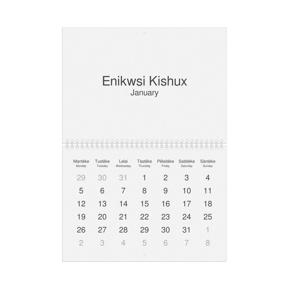 Leskoff 2026 Wall Calendar, Unami/English-Labeled, Monday-Start Layout, Wire-Bound, 11.7 x 8.3 in (29.7 x 21.0 cm), image 1 of 1