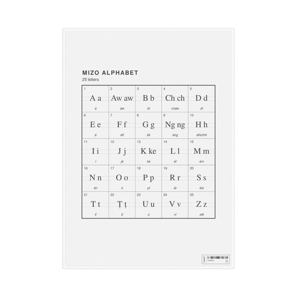 Leskoff Mizo Alphabet Chart, 8.3 x 11.7 in (21.0 x 29.7 cm, Desk Chart, Laminated), image 1 of 2
