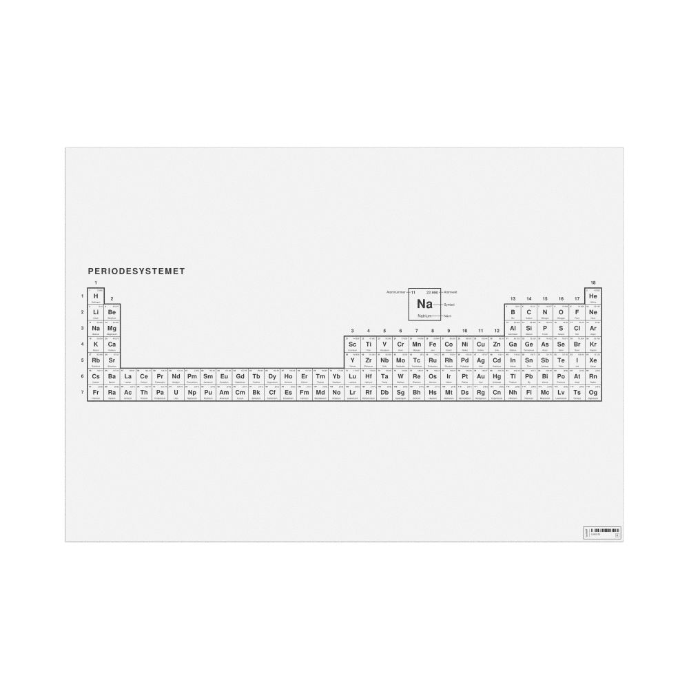 Leskoff Periodic Table Chart, 33.1 x 23.4 in (84.1 x 59.4 cm, Poster / Wall Chart), 32-Column Layout, Norwegian-Labeled, image 1 of 2