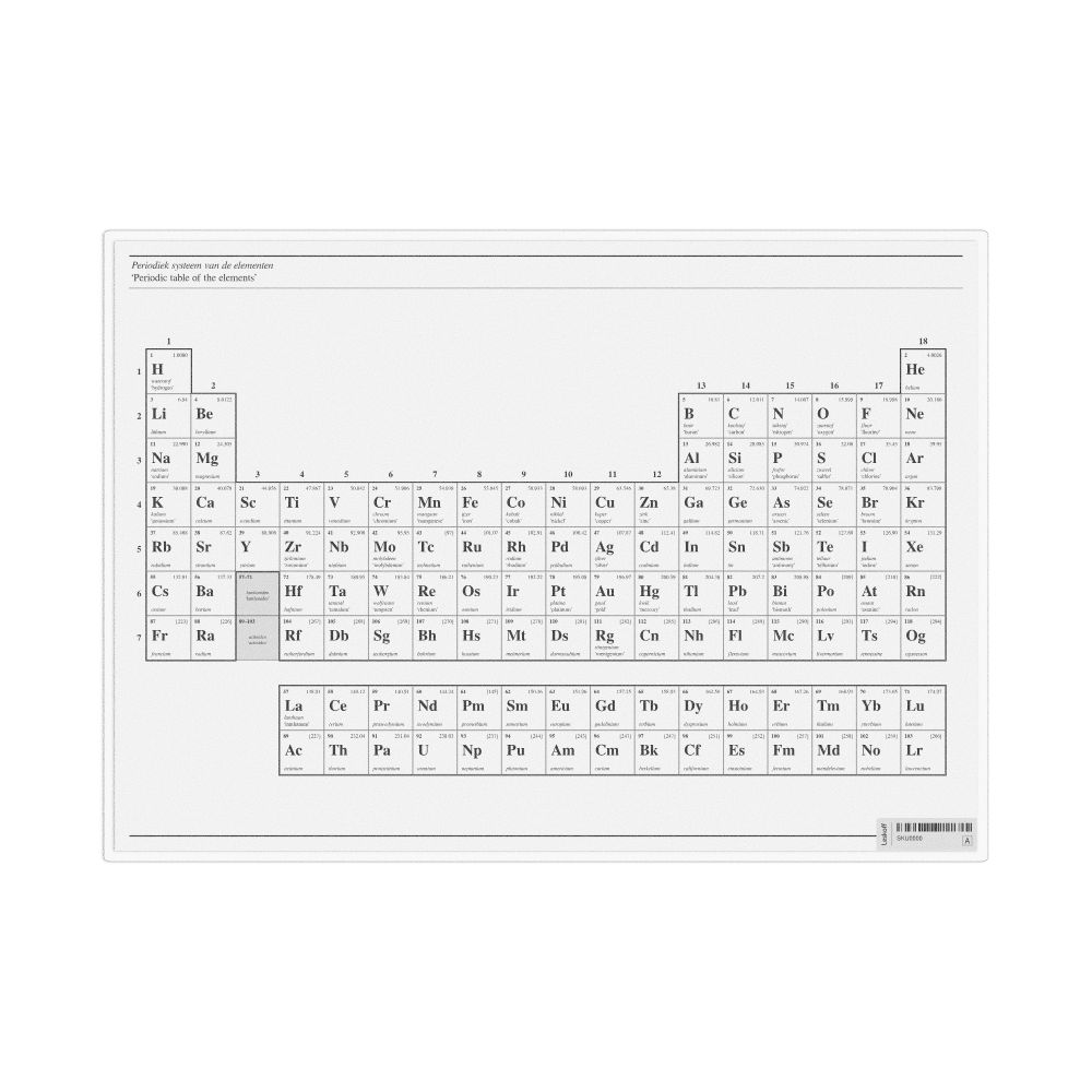 Leskoff Dutch-Language Periodic Table, Dutch/English-Labeled, image 1 of 1