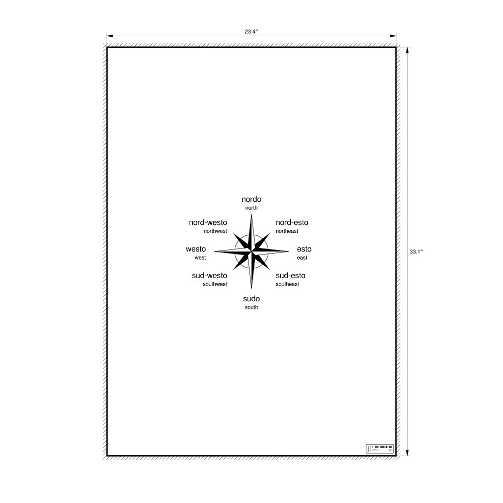 Leskoff Cardinal Directions Poster, Ido/English-Labeled, image 1 of 2